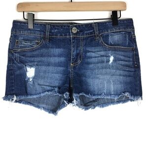 INDIGO REIN Jean Shorts Cut Off Distressed Raw Hem Stretch Denim Size 9 Juniors
